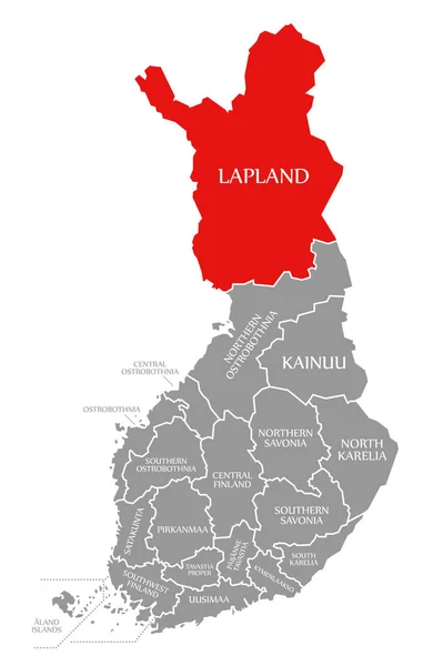 Красный цвет Лапландии на карте Финляндии — стоковое фото