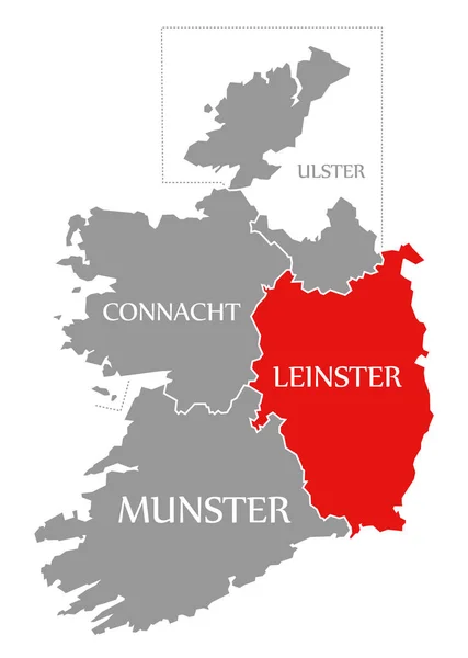 Leinster piros kiemelte a térképen Írország — Stock Fotó