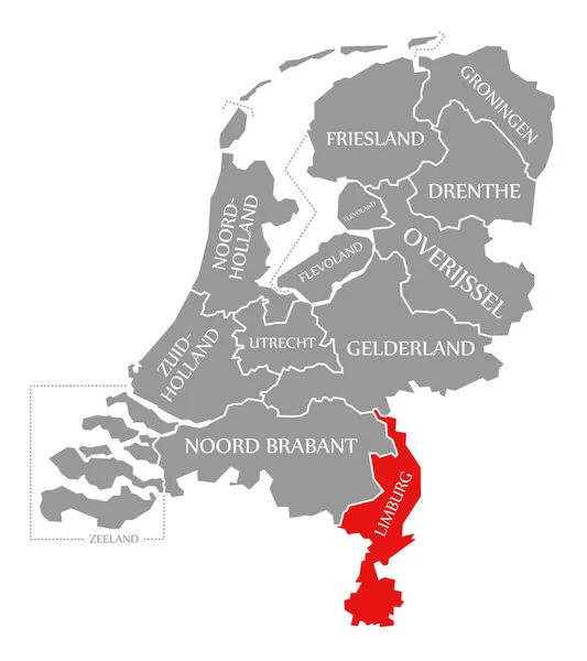 リンブルフ赤はオランダの地図で強調表示 — ストック写真