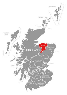 İskoçya haritasında Moray kırmızısı vurgulandı