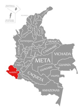 Kolombiya haritasında Narino kırmızısı vurgulandı