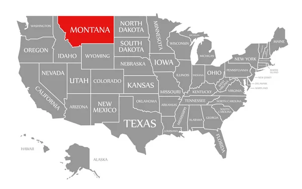 Червоний колір Монтани зображено на карті Сполучених Штатів Америки. — стокове фото