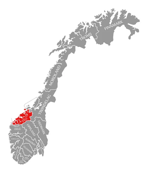More og Romsdal red highlighted in map of Norway — Stock Photo, Image