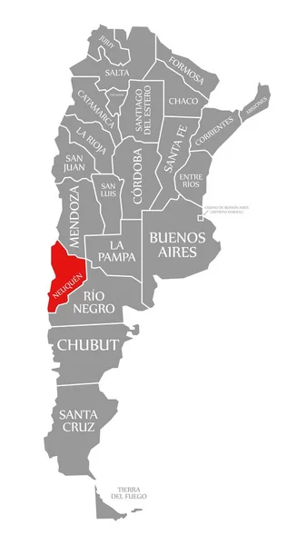 Neuquén rojo resaltado en el mapa de Argentina — Foto de Stock