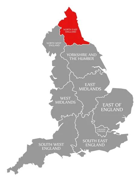 Nord-Est de l'Angleterre rouge mis en évidence dans la carte de Angleterre Royaume-Uni — Photo