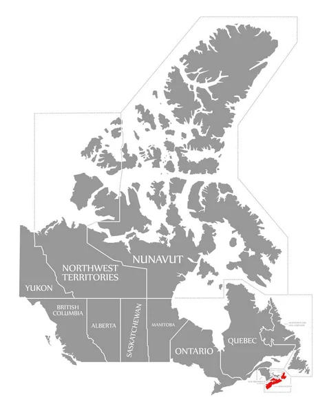 Nova Scotia red highlighted in map of Canada — Stock Photo, Image