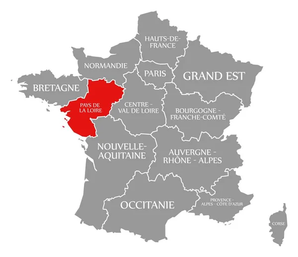 Fransa haritasında Paralar de la Loire kırmızısı vurgulandı — Stok fotoğraf
