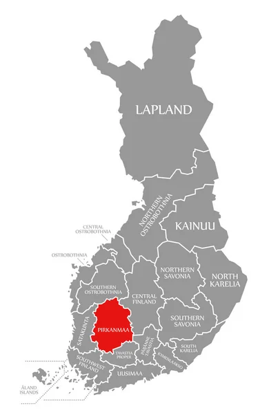 Pirkanmaa red highlighted in map of Finland — ストック写真