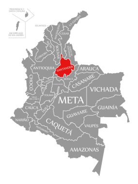 Kolombiya haritasında Santander kırmızısı vurgulandı