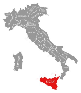 İtalya haritasında Sicilya kırmızısı vurgulandı