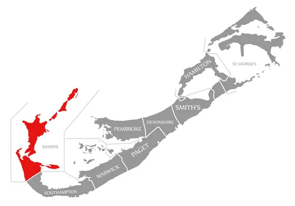 Sandstrände rot in der Karte von Bermuda hervorgehoben — Stockfoto