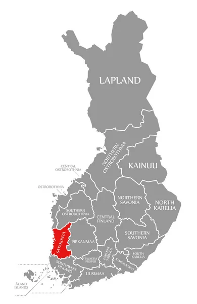 Satakunta red highlighted in map of Finland — ストック写真