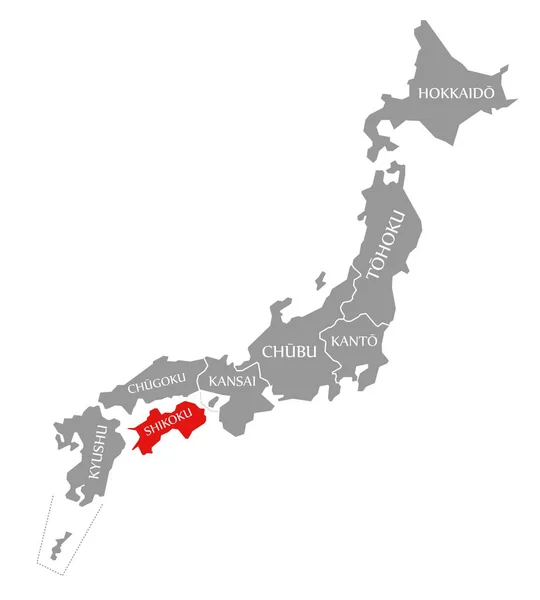 Shikoku red highlighted in map of Japan — ストック写真