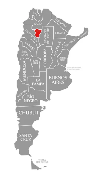 Rojo Tucumán resaltado en el mapa de Argentina — Foto de Stock