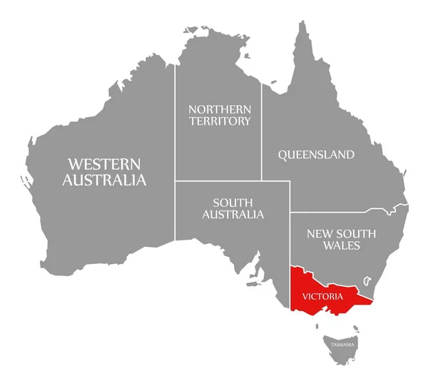 Victoria punainen korostettu kartalla Australia — kuvapankkivalokuva