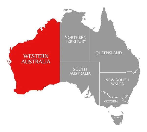 Länsi-Australia punainen korostettu kartalla Australia — kuvapankkivalokuva