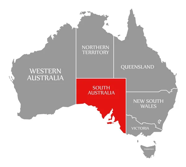 Νότια Αυστραλία κόκκινο τονίζεται στο χάρτη της Αυστραλίας — Φωτογραφία Αρχείου