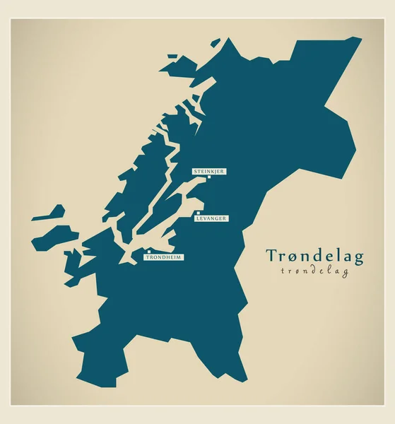 Mapa moderno - Trondelag Noruega ilustração vetorial —  Vetores de Stock