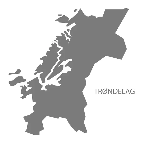 Carte de l'état de Trondelag en Norvège illustration grise — Image vectorielle