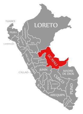 Peru haritasında Ucayali kırmızısı vurgulandı