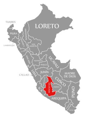 Peru haritasında Ayacucho kırmızısı vurgulandı
