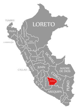Peru haritasında Apurimac kırmızısı vurgulandı