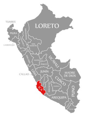 Peru haritasında Ica kırmızısı vurgulandı