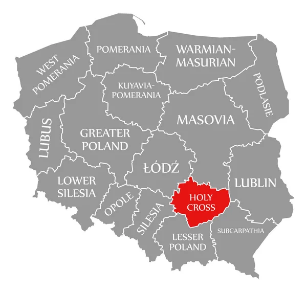 Червоний хрест на карті Польщі. — стокове фото