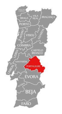 Portekiz haritasında Portalegre kırmızısı vurgulandı