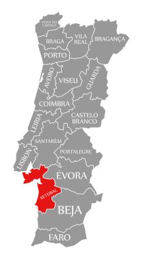 Portekiz haritasında Setubal kırmızısı vurgulandı