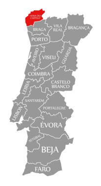 Portekiz haritasında Viana do Castelo kırmızısı vurgulandı