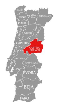 Portekiz haritasında Castelo Branco kırmızısı vurgulandı