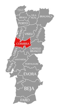 Portekiz haritasında Coimbra kırmızısı vurgulandı