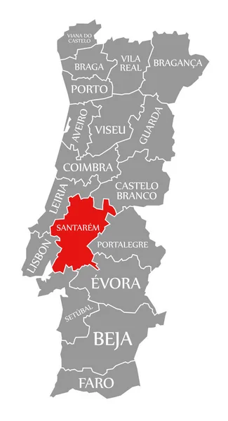 Santarem rojo resaltado en el mapa de Portugal — Foto de Stock