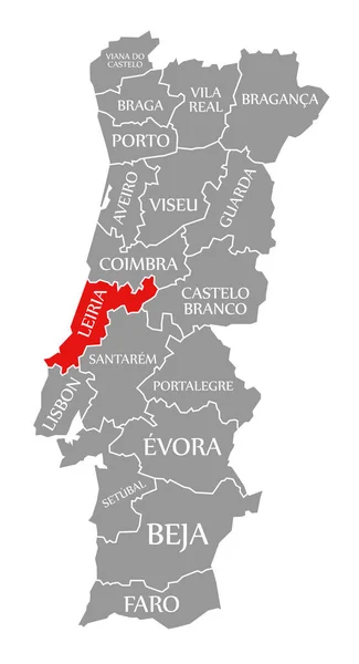 Leiria rojo resaltado en el mapa de Portugal — Foto de Stock