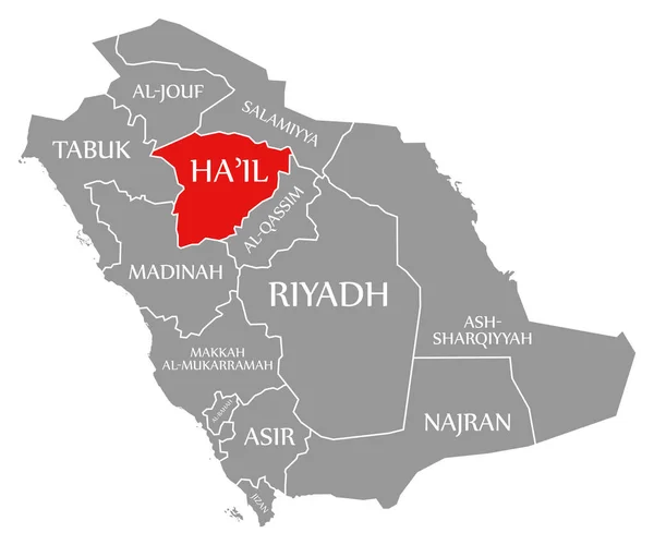 Hagel rood gemarkeerd op kaart van Saoedi-Arabië — Stockfoto