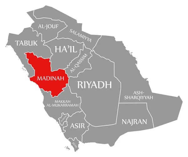 Madinah rosso evidenziato nella mappa di Arabia Saudita — Foto Stock