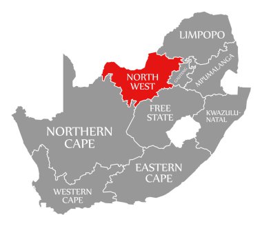 Güney Afrika haritasında Kuzeybatı kırmızısı vurgulandı