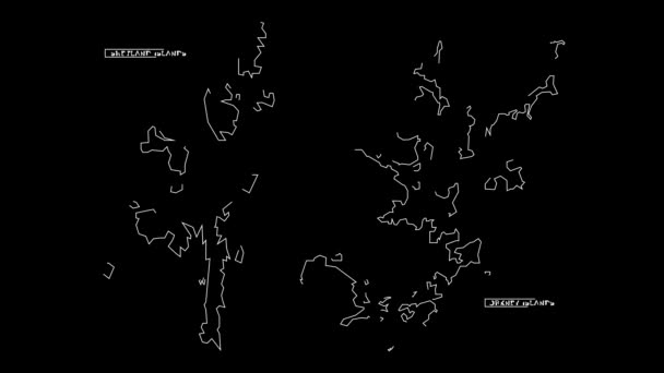 Анимация Карте Северных Островов Шотландии — стоковое видео