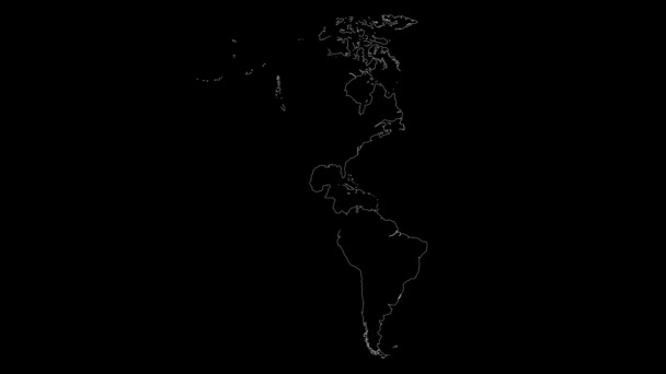 Amerika Continent Kaart Schema Animatie — Stockvideo