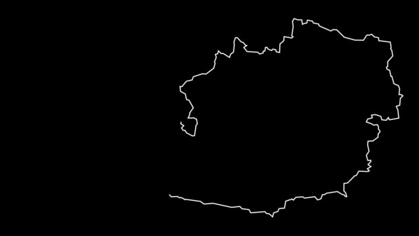 Áustria Mapa Esboço Animação — Vídeo de Stock
