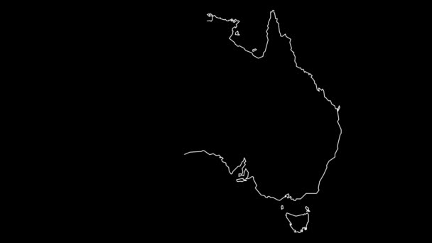 Avustralya Harita Ana Hatları Animasyon — Stok video