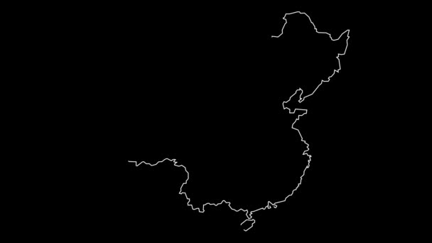 Κίνα Χάρτη Περίγραμμα Animation — Αρχείο Βίντεο