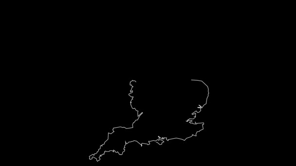 Inglaterra mapa contorno animación — Vídeos de Stock