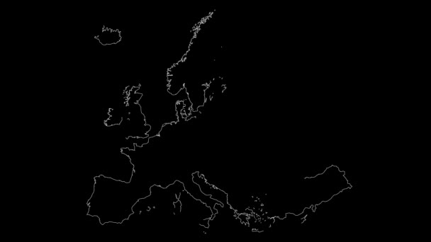 Europa Continente Mapa Esboço Animação — Vídeo de Stock