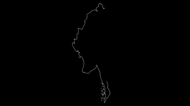 Mapa Myanmar Zarys Animacji — Wideo stockowe