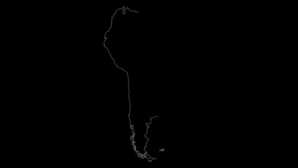 América Del Sur Continente Mapa Contorno Animación — Vídeos de Stock