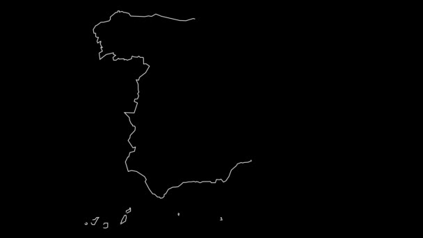 España Mapa Esquema Animación — Vídeo de stock