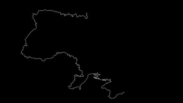 Ucrania Mapa Esquema Animación — Vídeo de stock