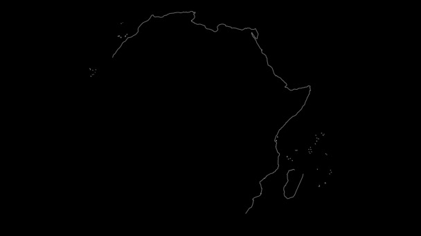 Afrika Continent Kaart Schema Animatie — Stockvideo